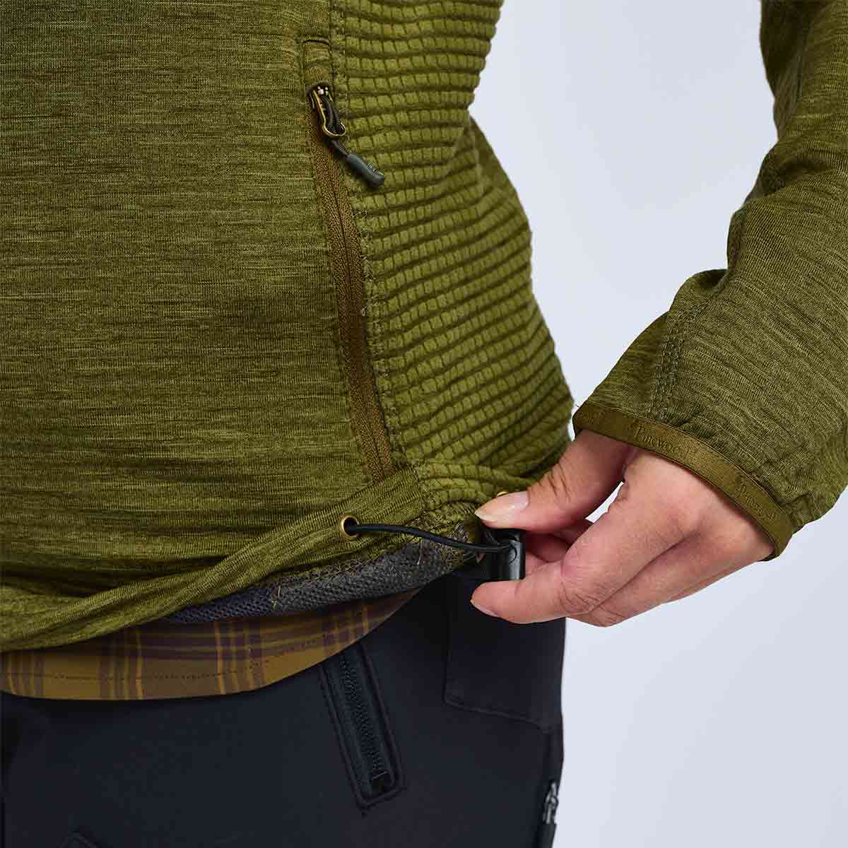 Pinewood Abisko Women's Fleece Jacket - Olive Green - Elasticated Waist