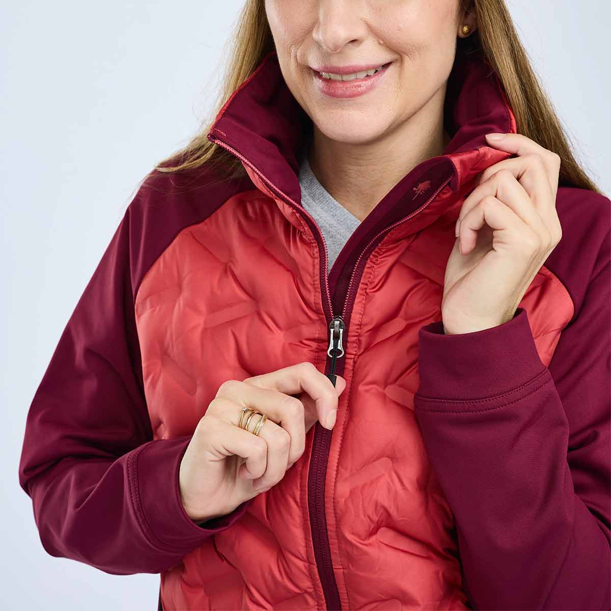 Pinewood Abisko Women's Insulation Hybrid Jacket - Brick Pink/Burgundy - Zip