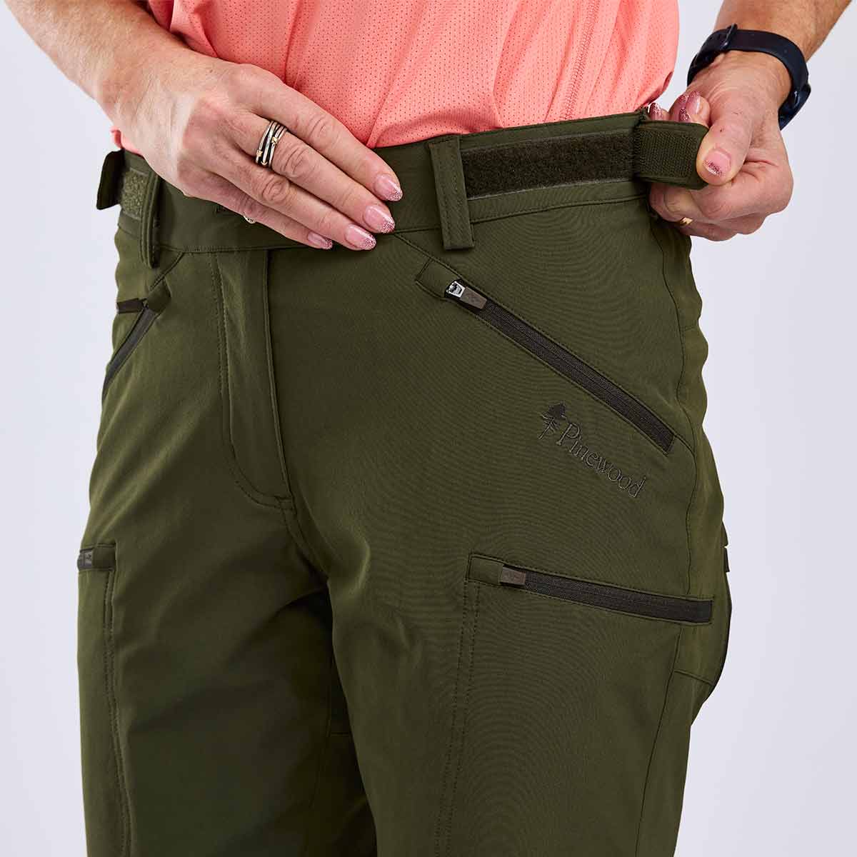 Pinewood Abisko Women's Light Stretch Trousers - Moss Green - Waistband