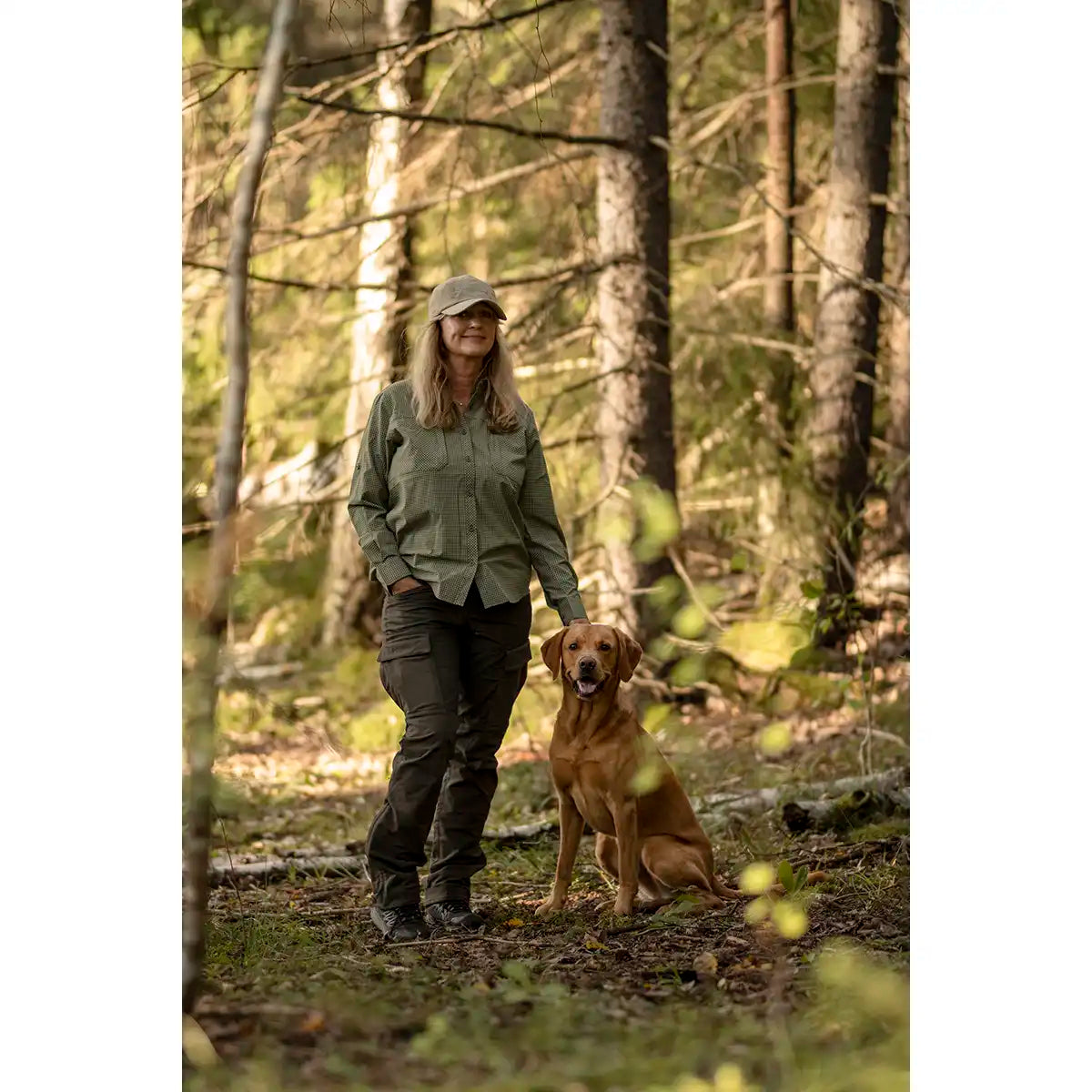Pinewood Dog Sports Womens Trainer Trousers- Moss Green-lifestyle model