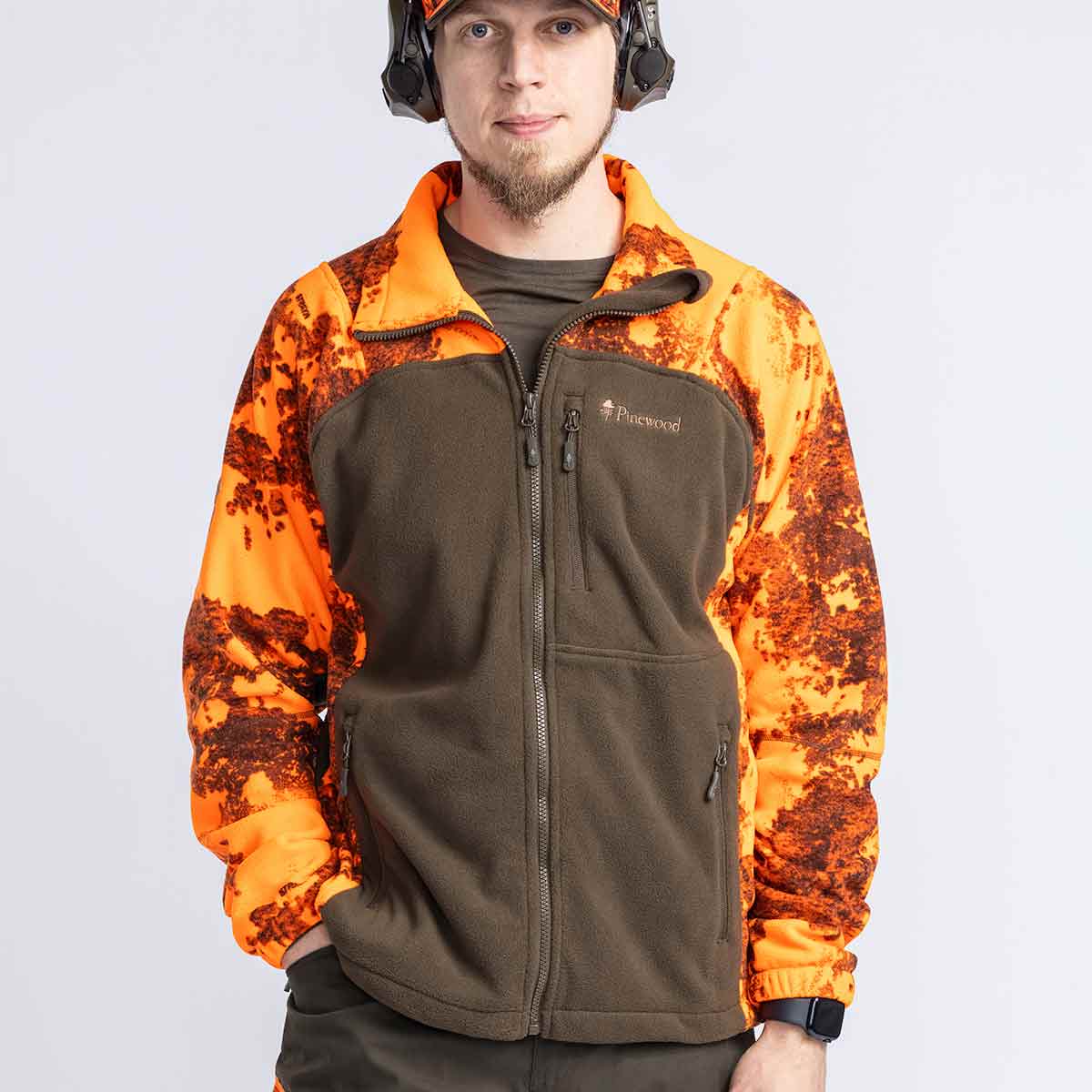 Pinewood Furudal Hunters Camou Fleece Jacket - Strata Blaze/Hunting Green