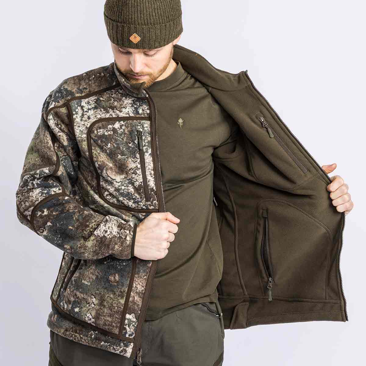 Pinewood Furudal Reversible Camou Fleece Jacket - Hunting Brown/Strata - Reversed