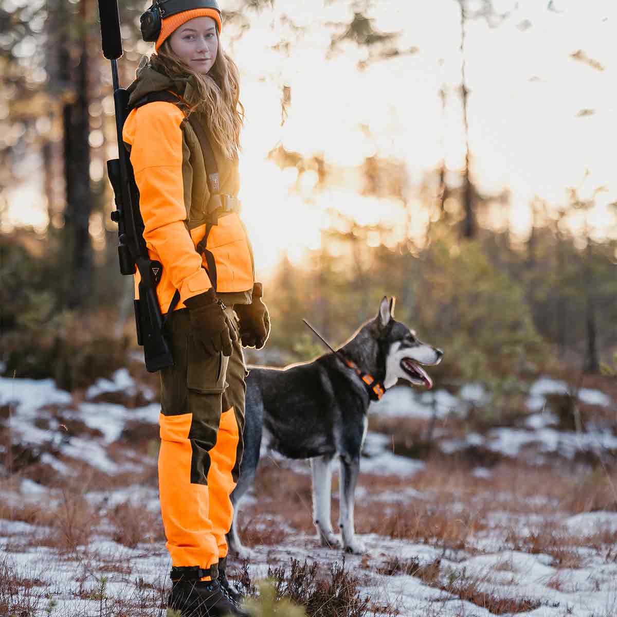 Pinewood Furudal Women's Expert 2L Hunting Trousers - Olive Green/Orange - Model