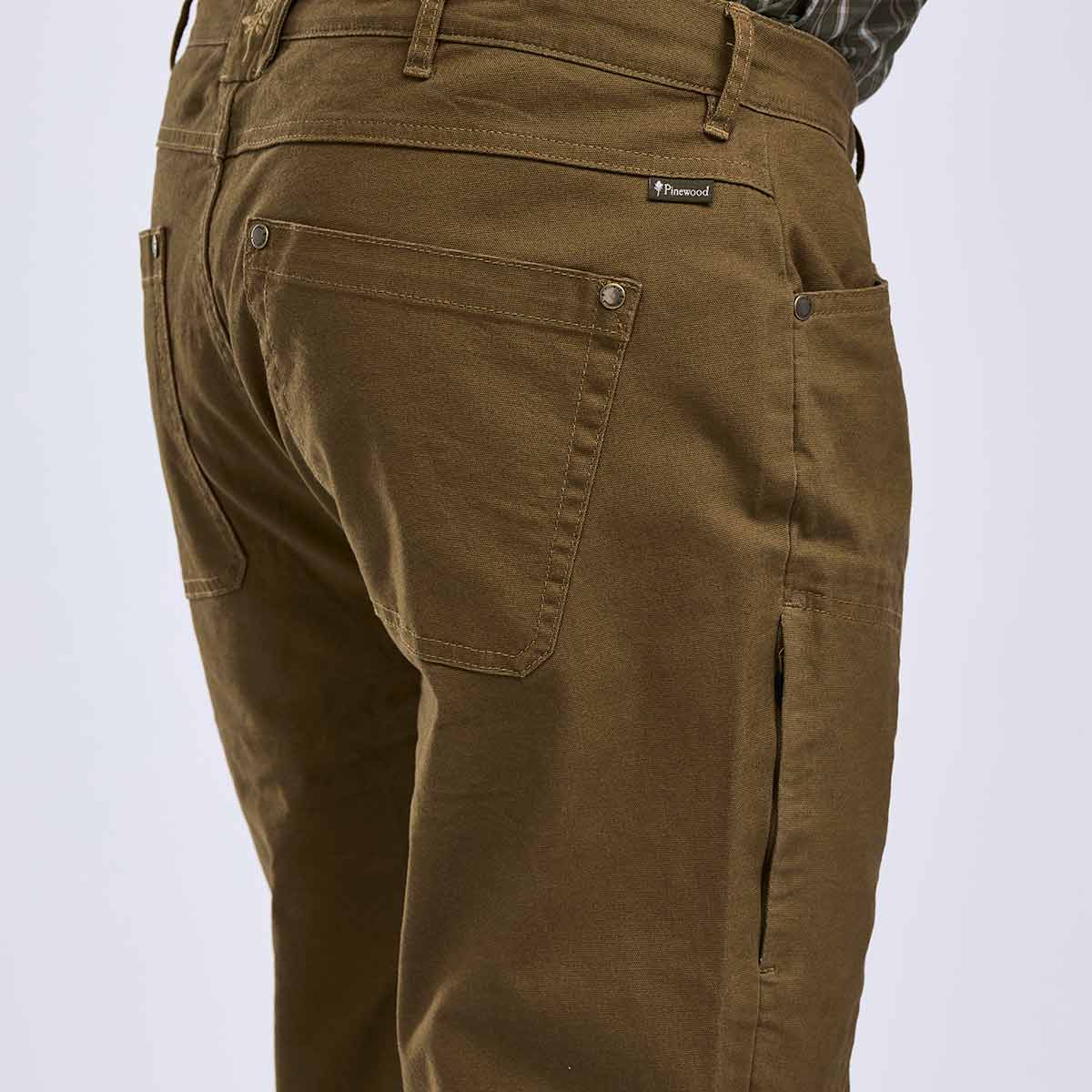 Pinewood Varnamo Vintage Canvas Trousers - Olive Brown - Pocket