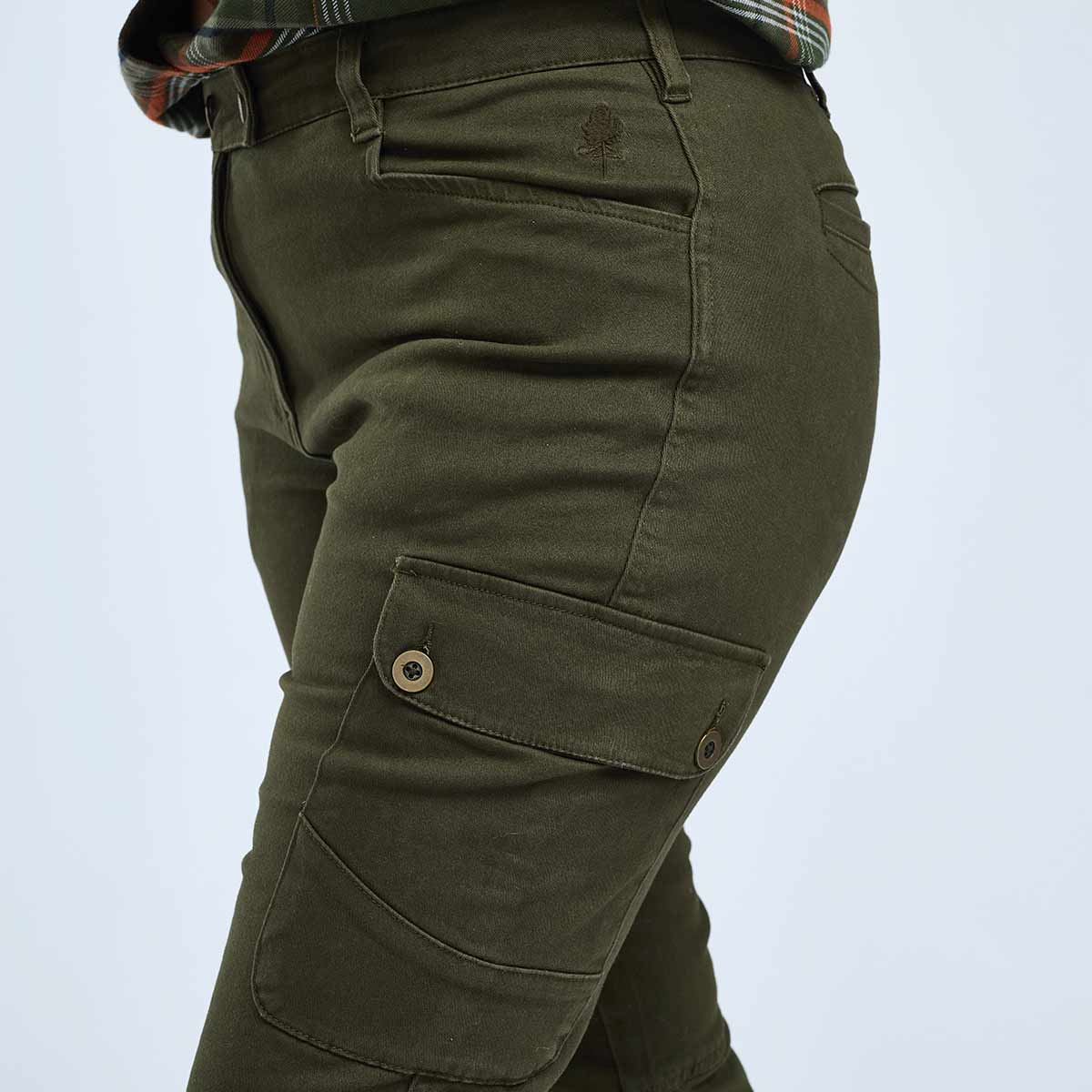 Pinewood Varnamo Women's Serengeti Trousers - Moss Green - Detail