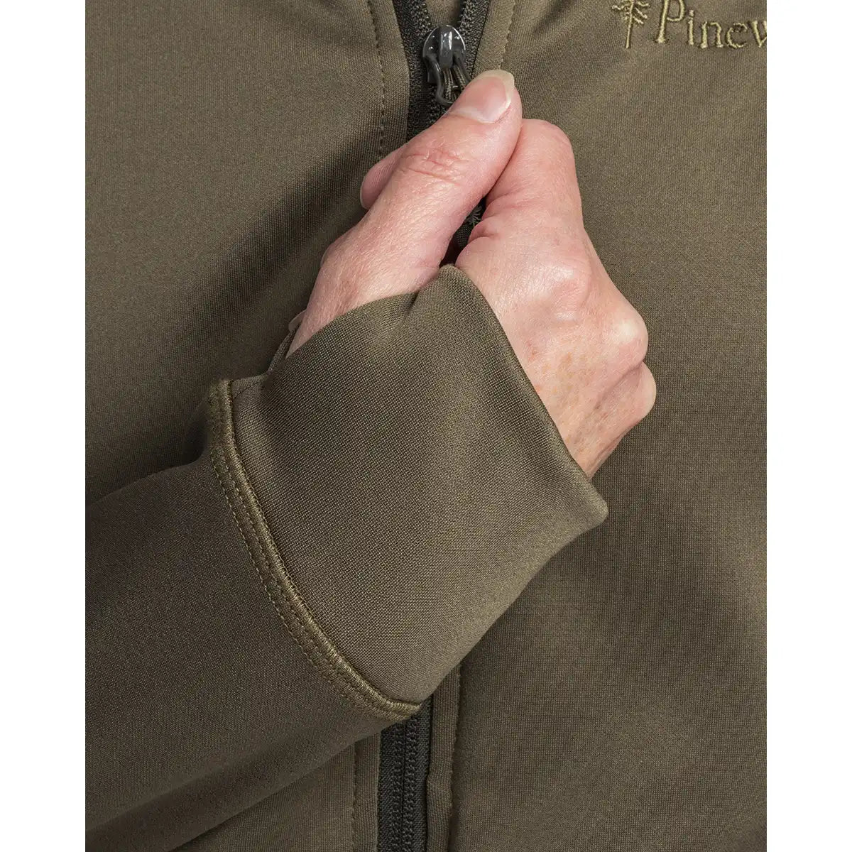 Pinewood Finnveden Women's Hoodie- Olive- Thumbhole Detail