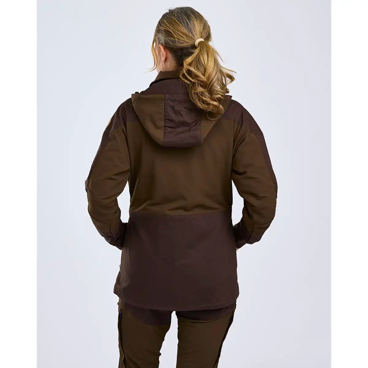 Pinewood Finnveden Hybrid Women's Jacket - Dark Brown - Worn By Model - Rear