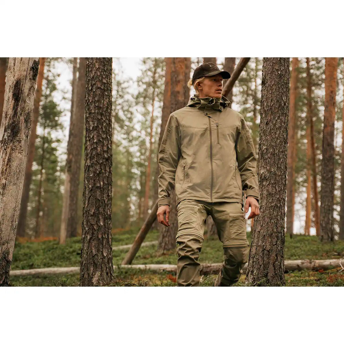 Pinewood Finnveden Hybrid Zip-Off Trousers - Light Khaki - Worn By Model - Front
