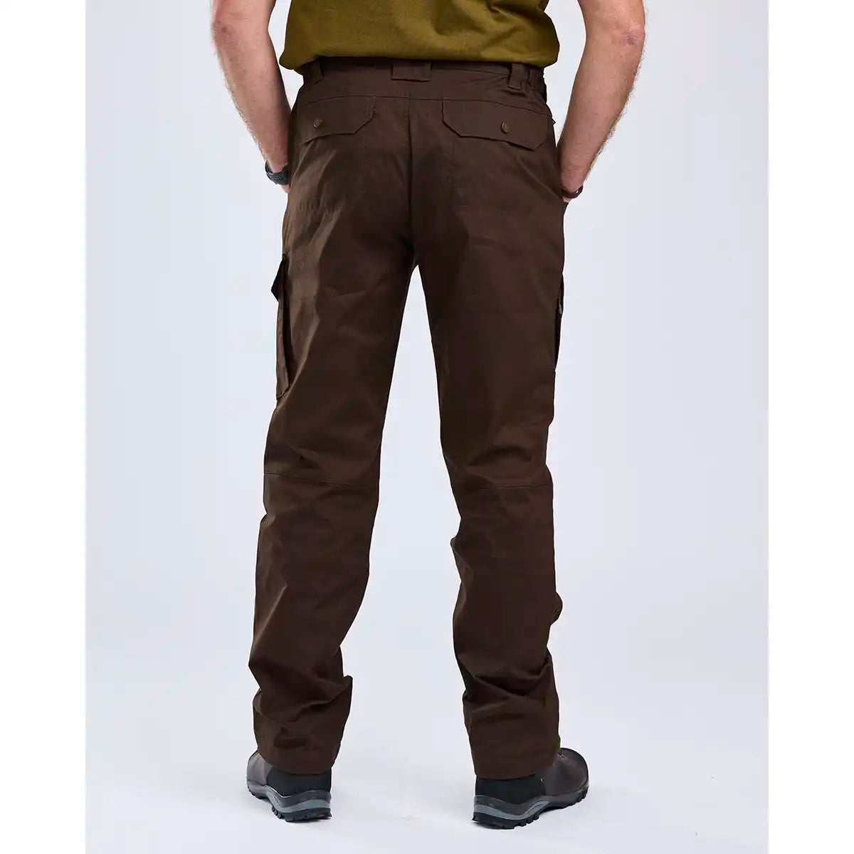 Pinewood Finnveden Outdoor Trousers - Dark Brown - Worn By Model - Rear