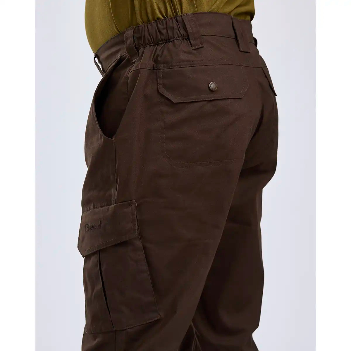 Pinewood Finnveden Outdoor Trousers - Dark Brown - Worn By Model - Pockets