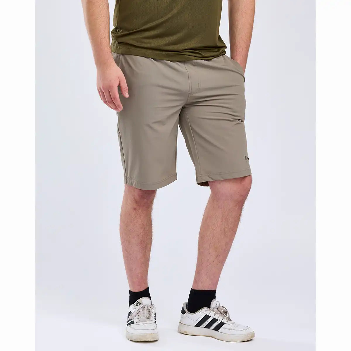 Pinewood Finnveden Sports Light Shorts - Mole Brown - Worn By Model - Front 