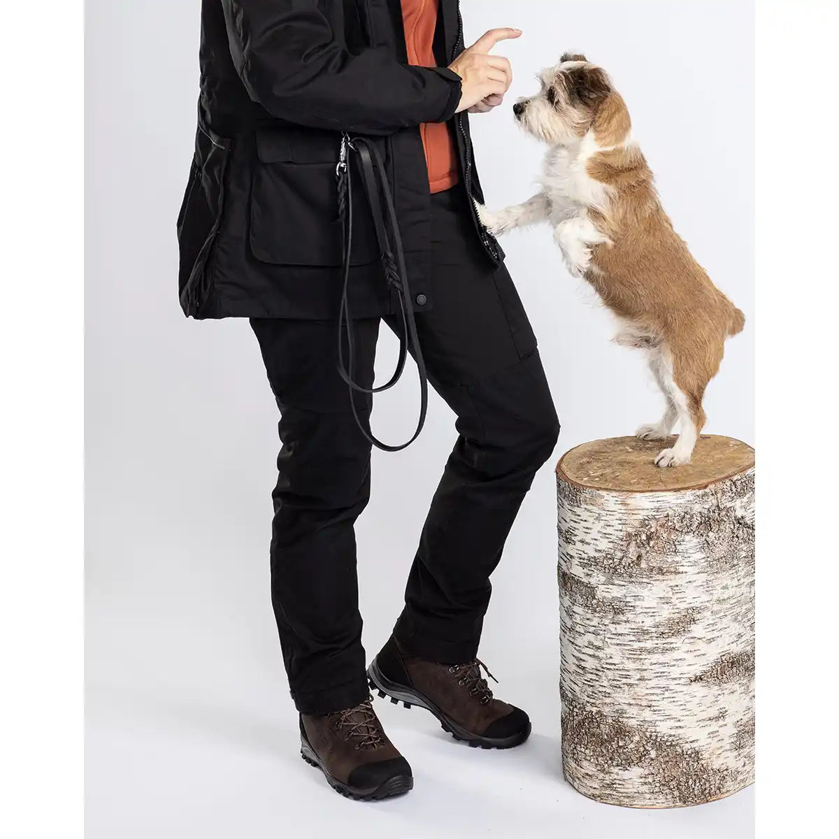 Pinewood Dog Sports Womens Trainer Trousers- black- on model from side