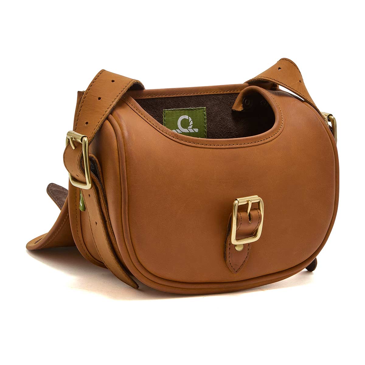 Chatham Premium Antique Oiled Leather Cartridge Bag - Tan - Hinged Flap