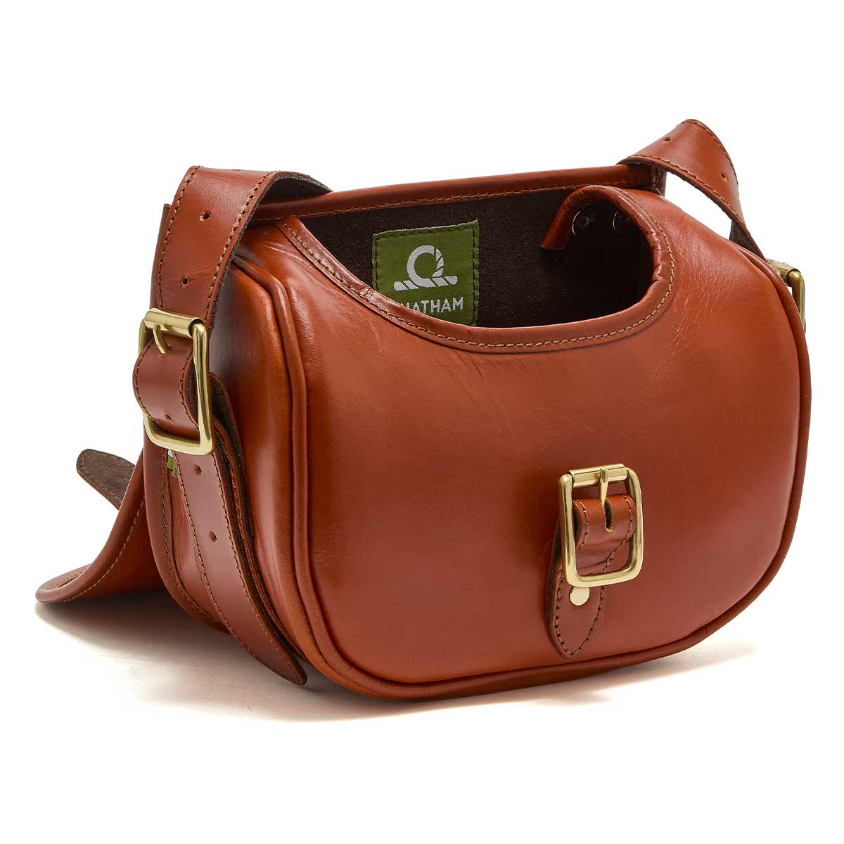 Chatham Premium Pull Up Leather Cartridge Bag - Chestnut - Hinged Flap