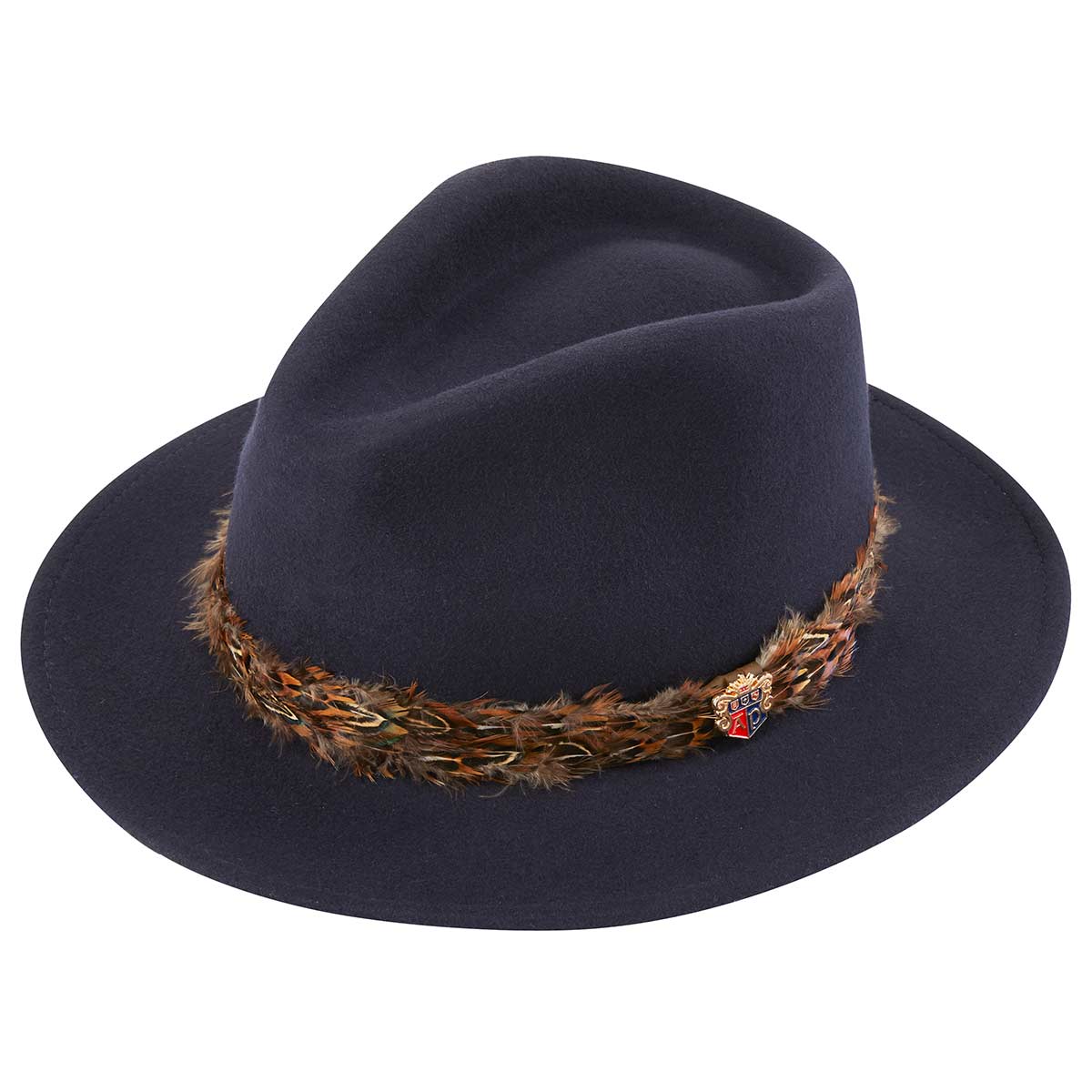 Alan Paine Richmond Felt Feather Band Hat - Navy