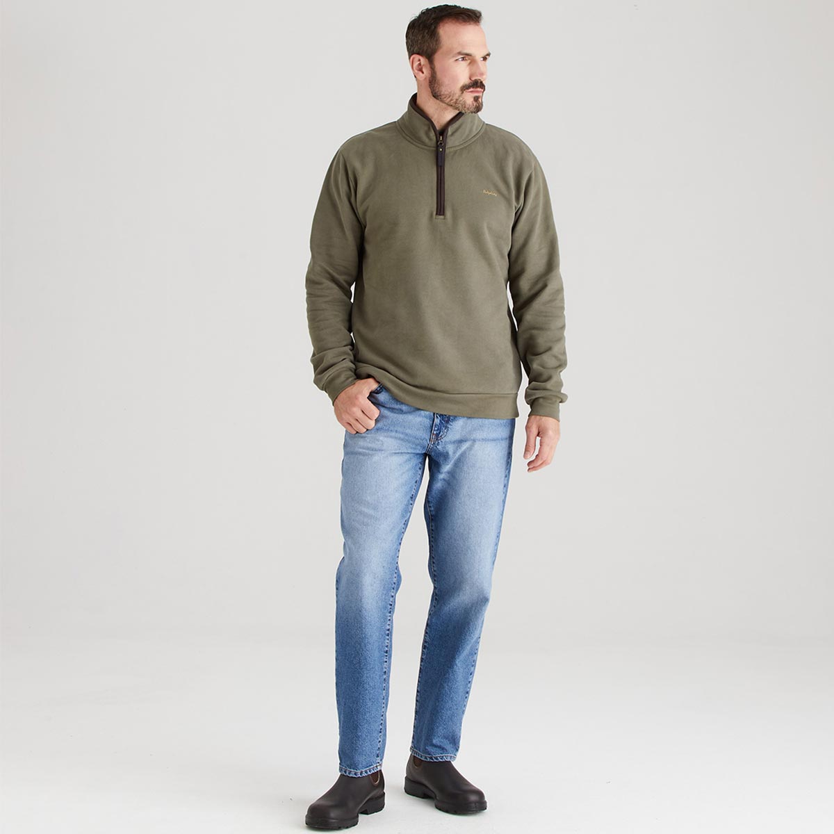 Ridgeline Brancaster Zip Top - Smokey Olive