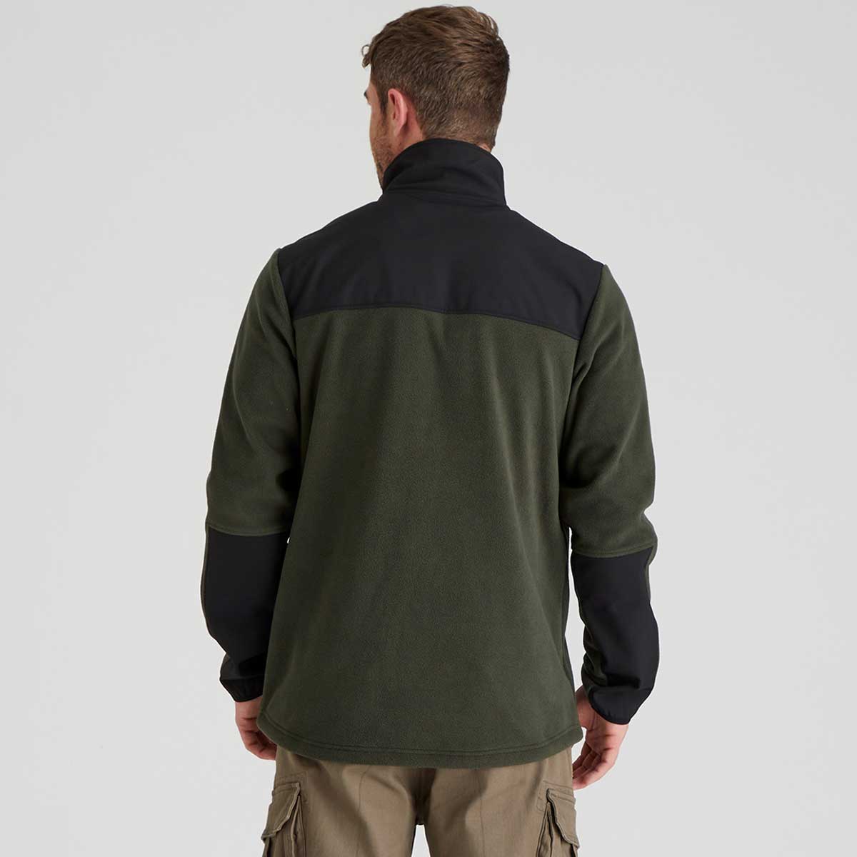 Ridgeline Hybrid Men's Fleece Jacket - Deep Forest - On Model - Rear