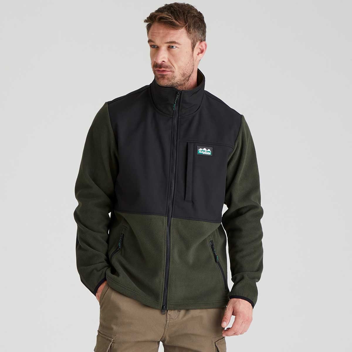 Ridgeline Hybrid Men's Fleece Jacket - Deep Forest - On Model