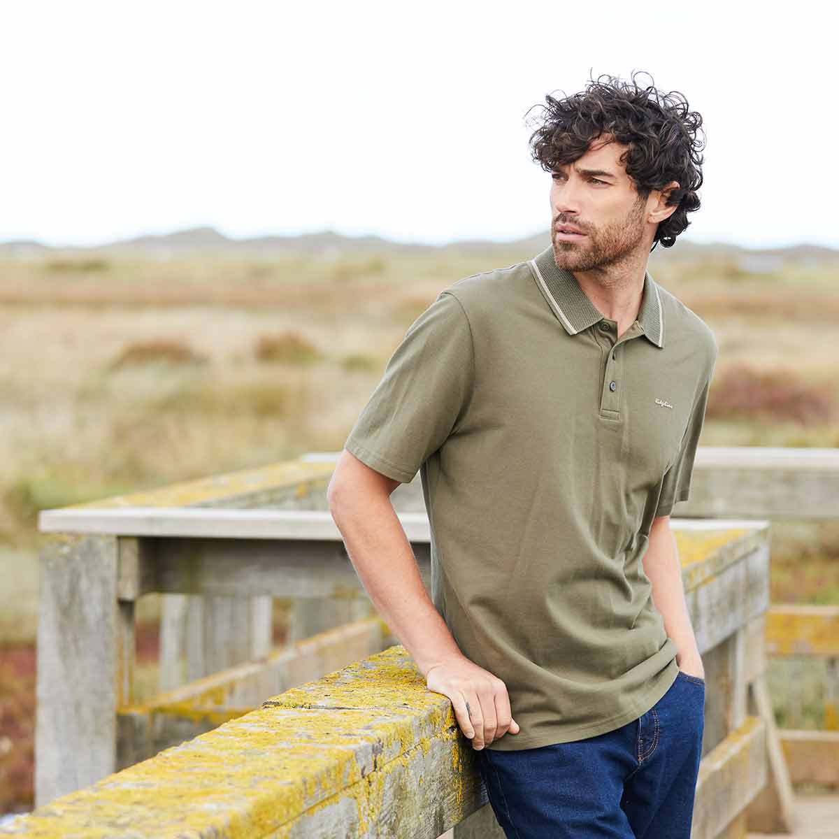 Ridgeline Kilworth Men's Polo Top - Ivy Green - Model