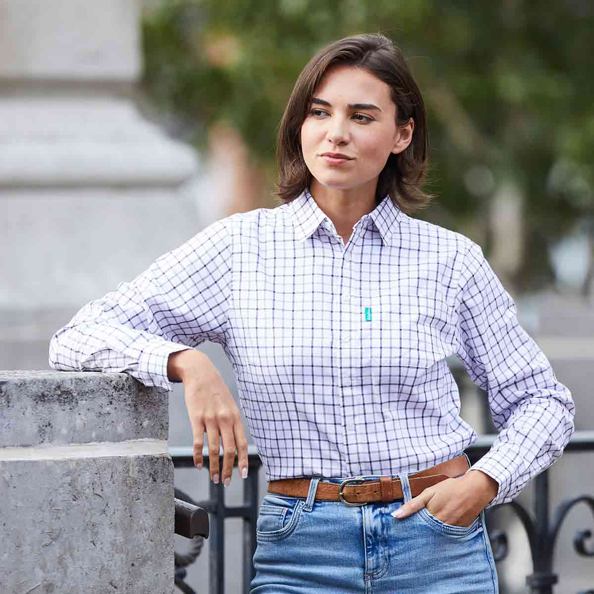 Ridgeline Women's Sedgebrook Checked Shirt - Nightshade/Lilac - Model