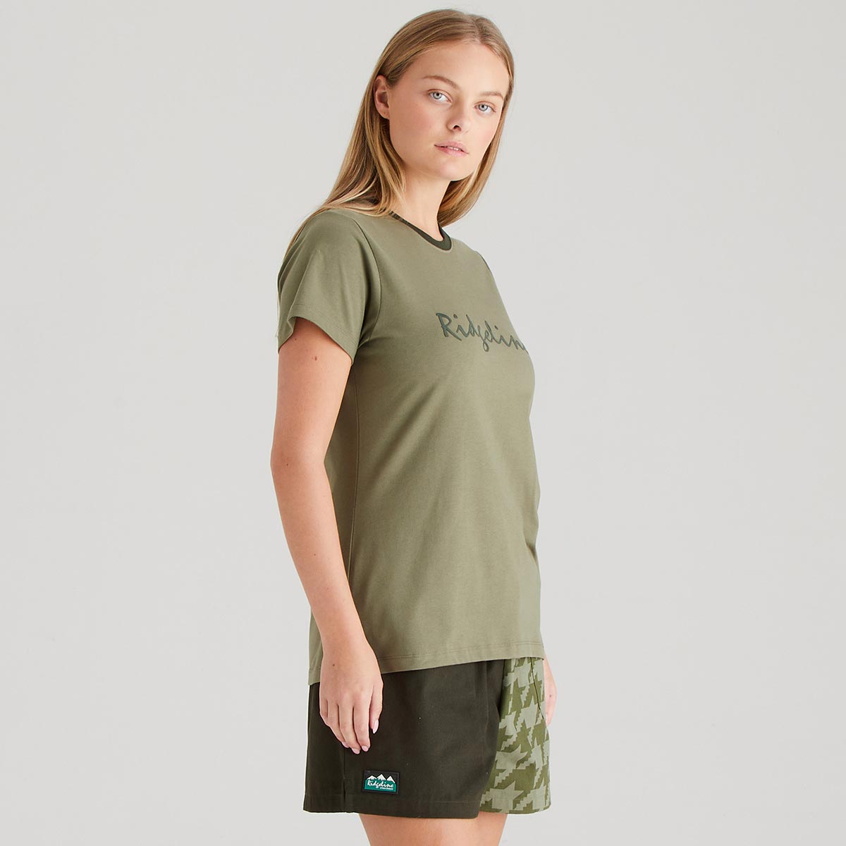 Ridgeline Women's Signature T-Shirt - Khaki Green - Side