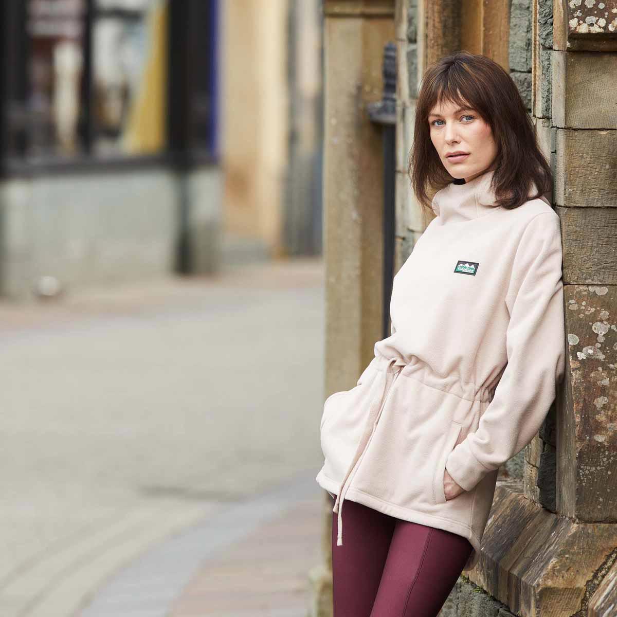 Ridgeline Women's Salt Marsh Fleece Hoodie - mushroom - model