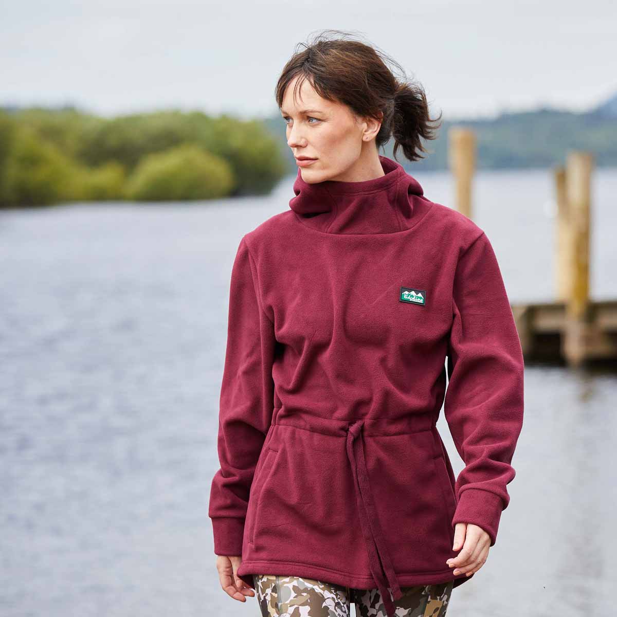 Ridgeline Women's Salt Marsh Fleece Hoodie - winter berry - model 