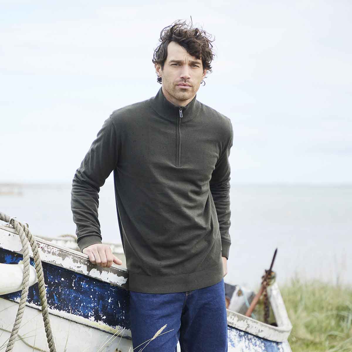 Ridgeline Men's Hartland 1/4 Zip Neck Jumper - Deep Forest Life