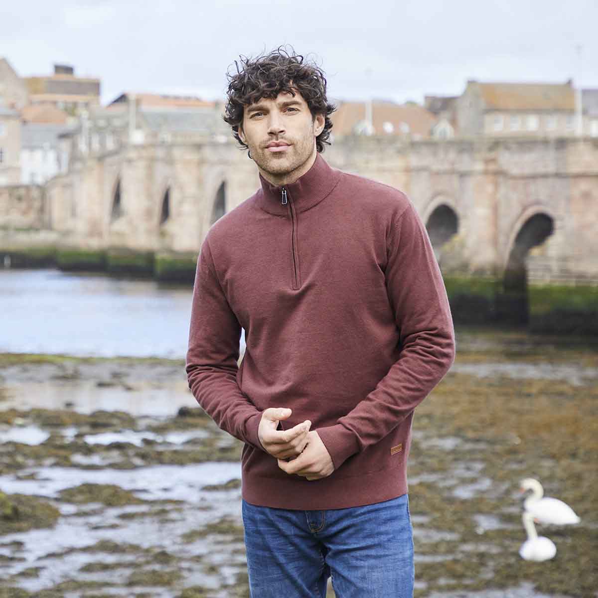 Ridgeline Men's Hartland 1/4 Zip Neck Jumper - Oxblood Life