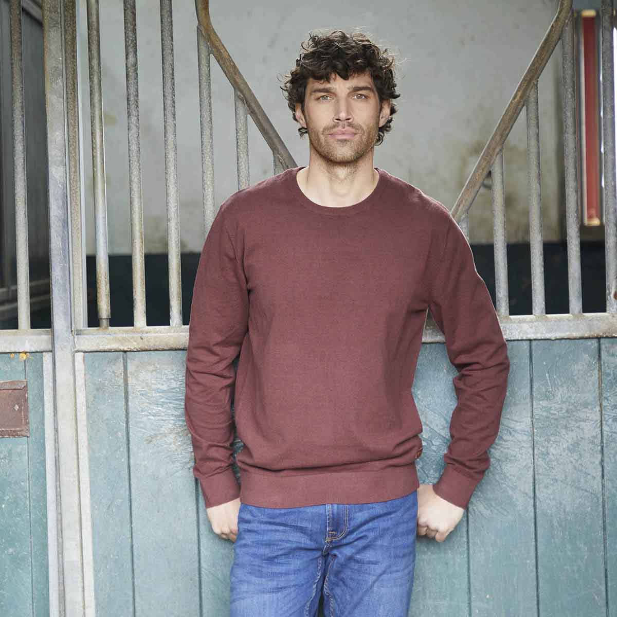 Ridgeline Men's Hartland Crew Neck Jumper - Oxblood - Life