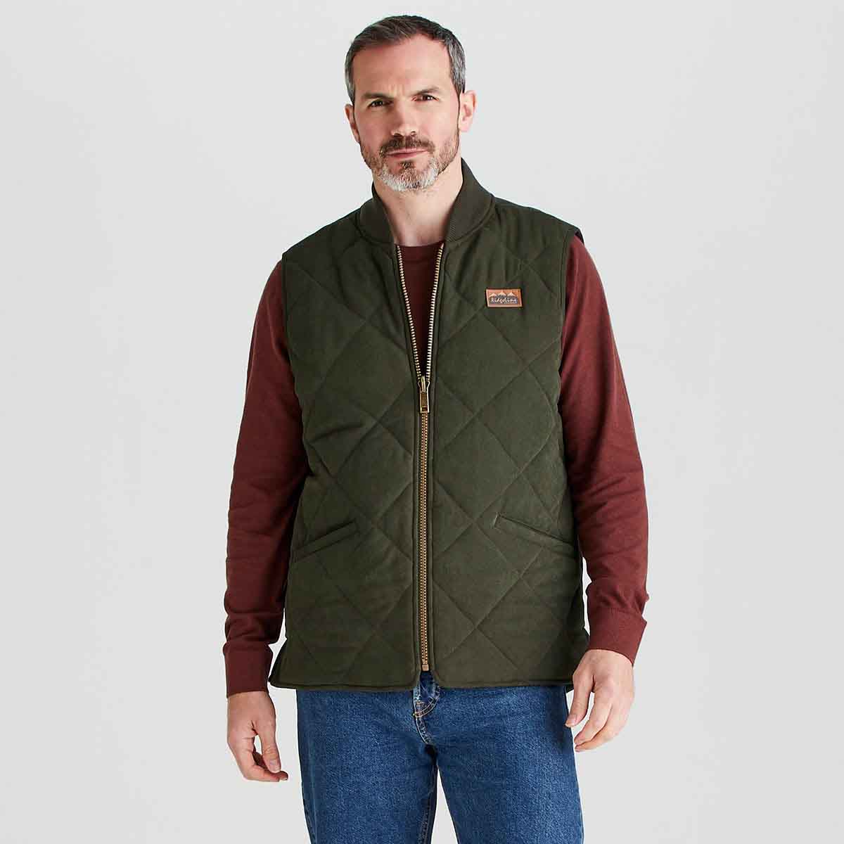 Ridgeline Men's Wester Skeld Gilet - Deep Forest - On Model - Front