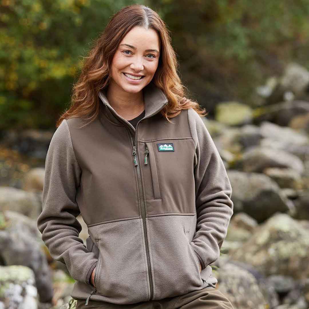 Ridgeline Ladies Hybrid Fleece Jacket - bark/light bark