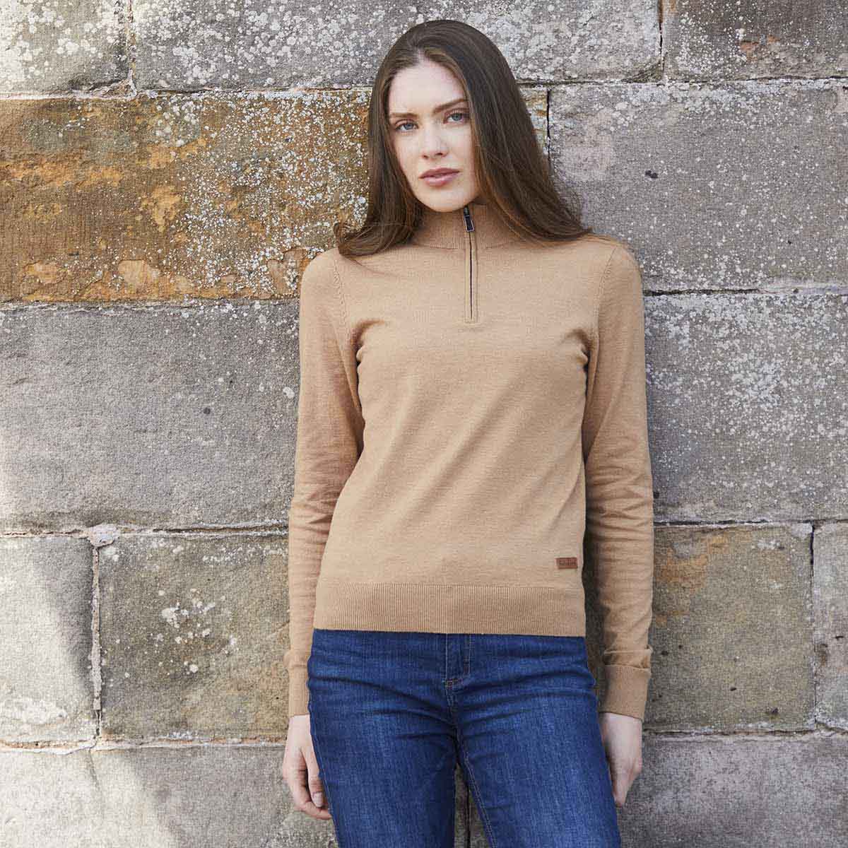 Ridgeline Women's Melford 1/4 Zip Neck Jumper - Sienna - On Model