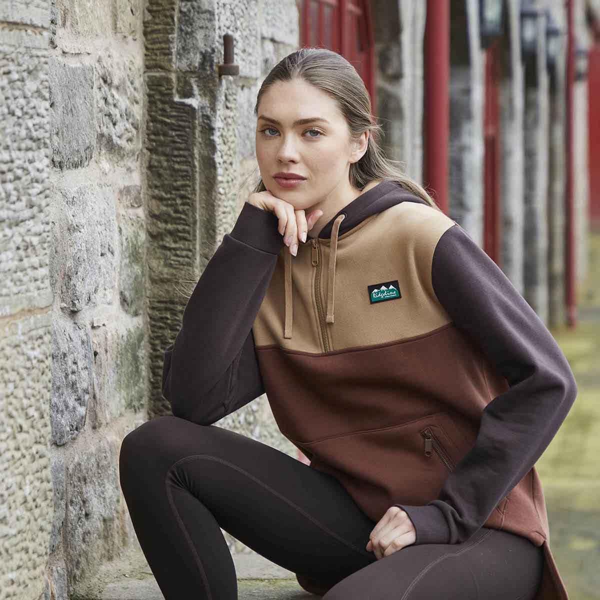 Ridgeline Women's Tribe Hoodie - Nutmeg Trcolour - On Model