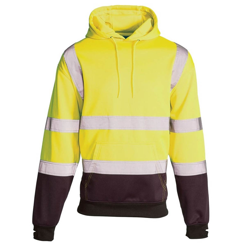 Hi-Vis Reflective 2-Tone Hooded Sweatshirt Yellow Navy