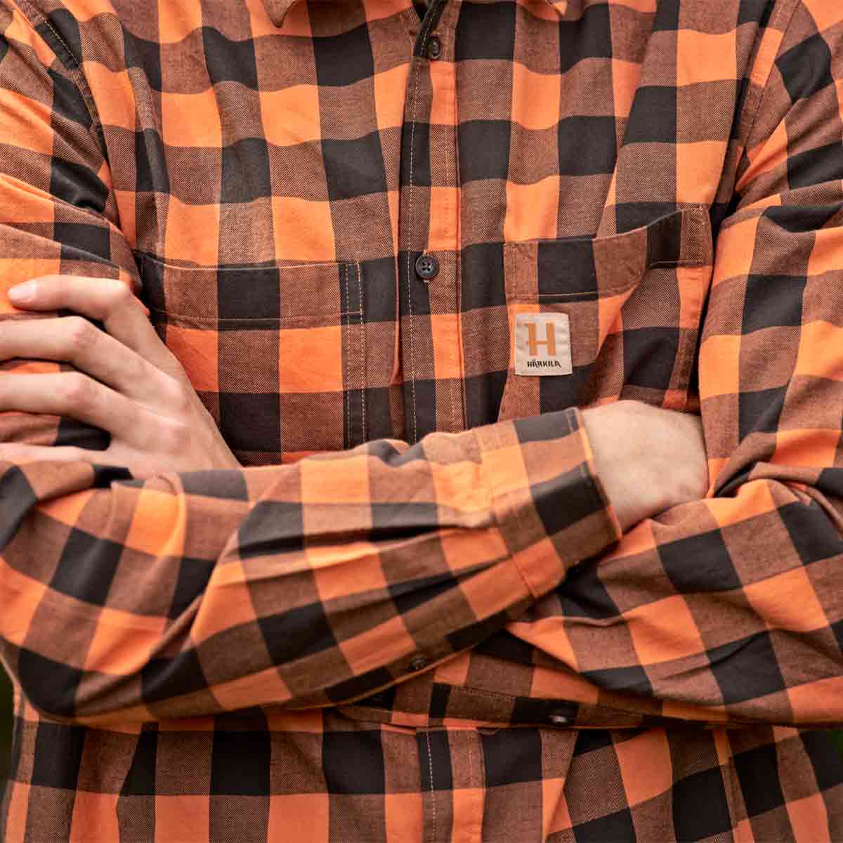 Harkila Scandinavian L/S Shirt - Mandarin Check - Detail