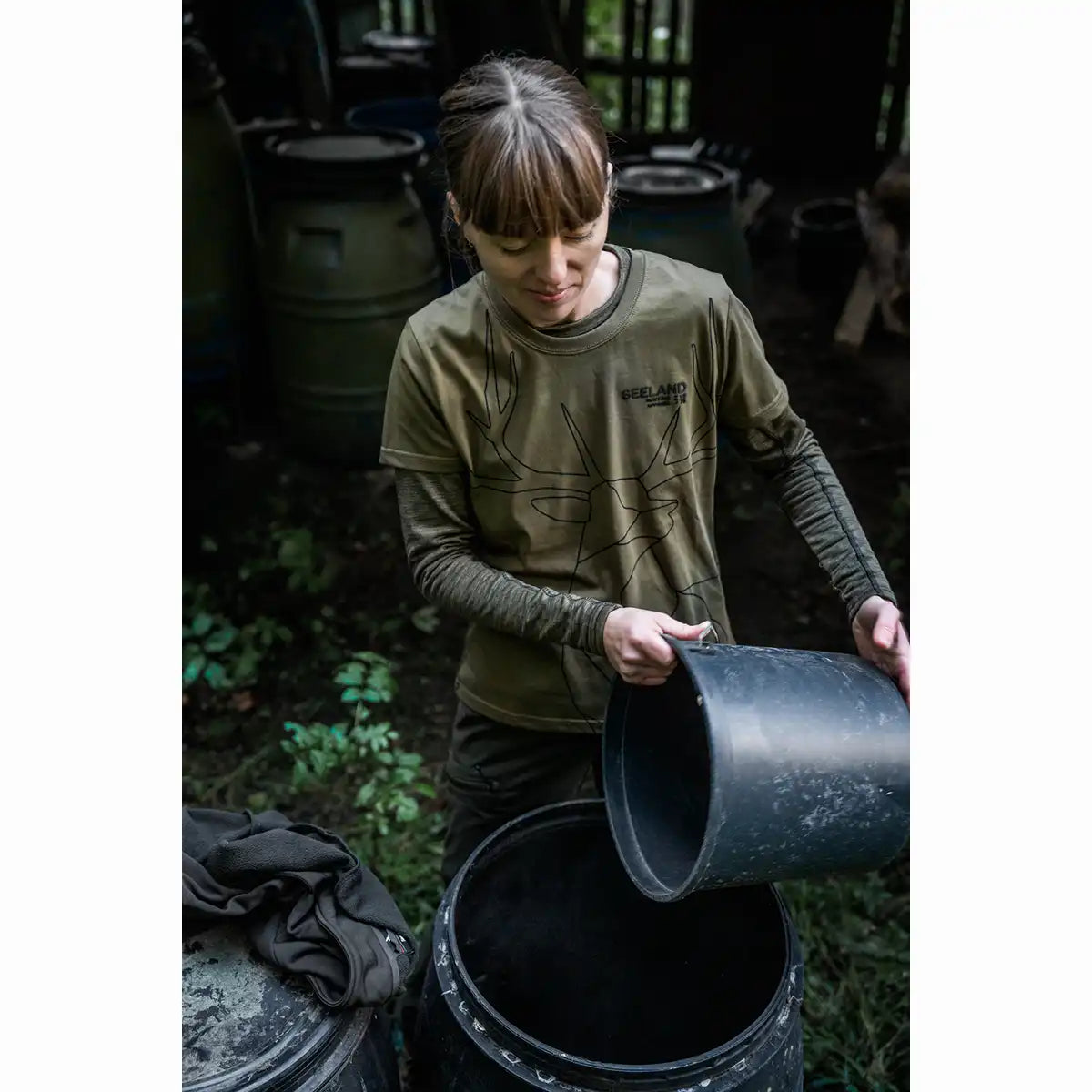 Seeland Deer On Line Women's T-Shirt - Worn By Model