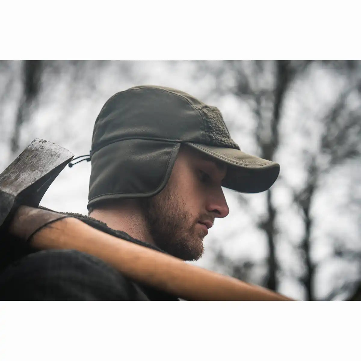 Seeland Teddy Fold Down Cap - Worn By Model - Folded Down