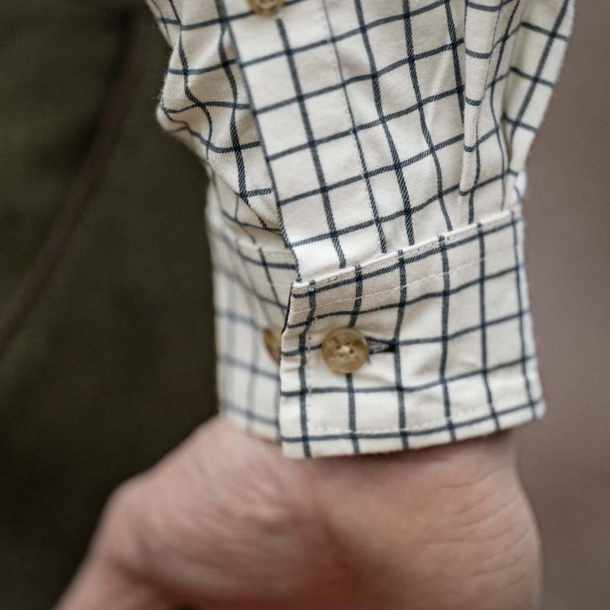 Seeland Oxford Shooting Shirt- Dark Sapphire Check -  Collar
