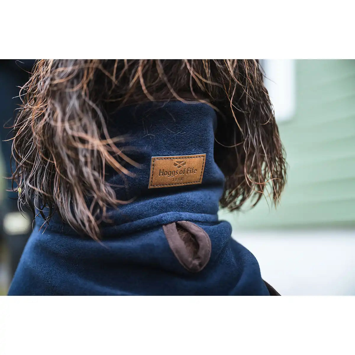 Hoggs of Fife Stenton Fleece Dog Coat - Navy - Neck Close Up
