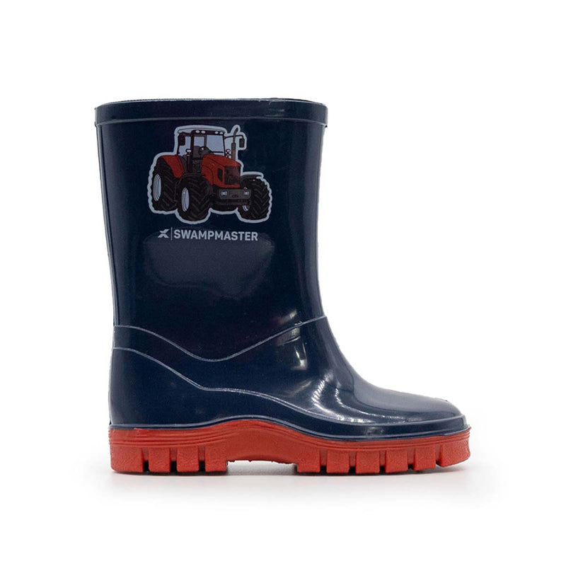 Swampmaster Junior Tractor Wellington Boots Navy Red