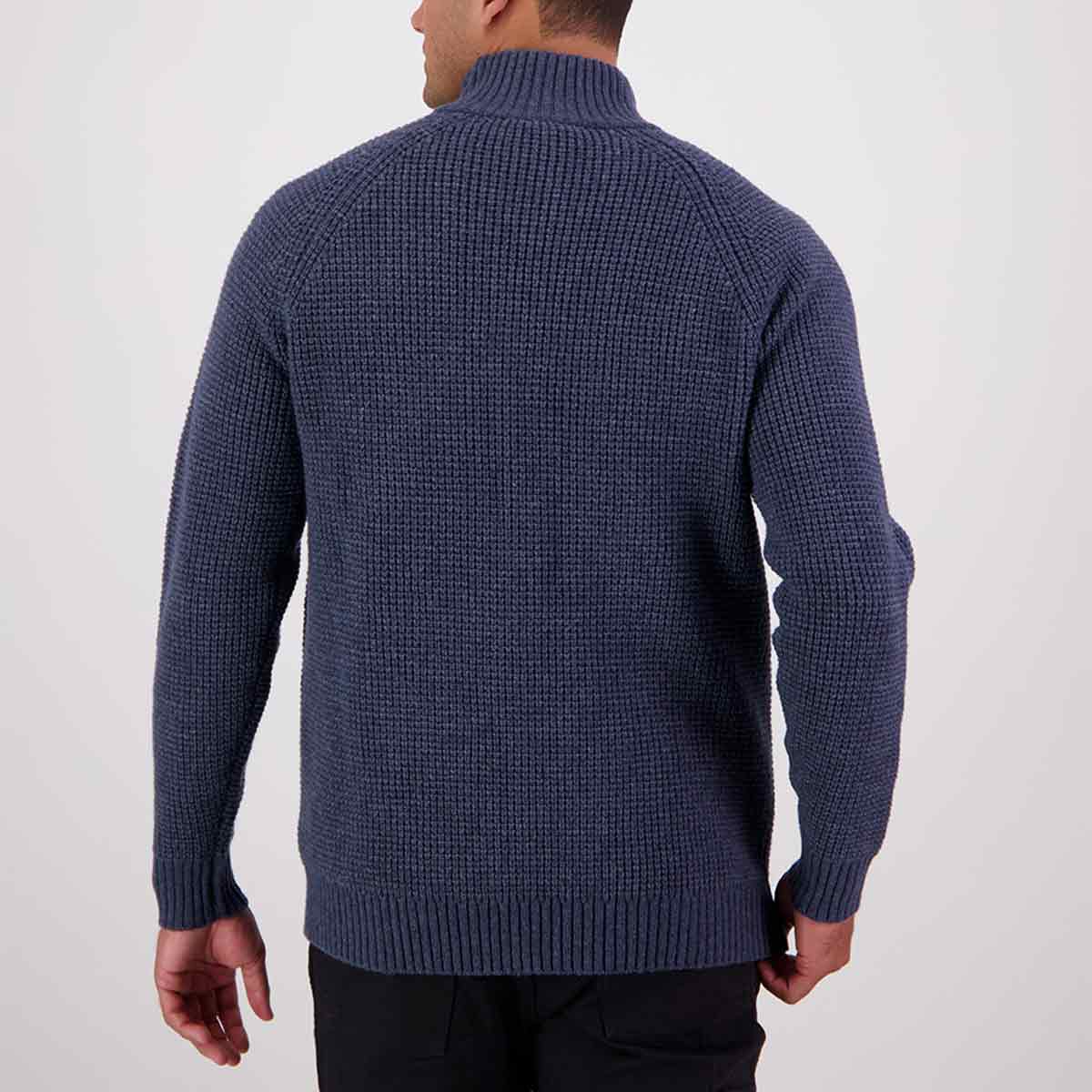 Swanndri Chalky Island Waffle Knit 1/4 Zip - Oceanview - Rear