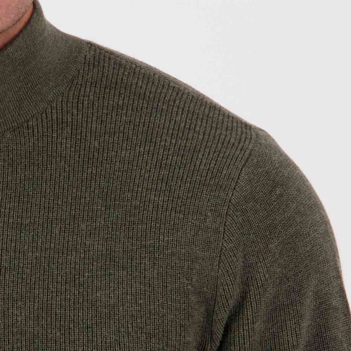 Swanndri Otahu River Merino 14 Zip - Dark Olive - Detail