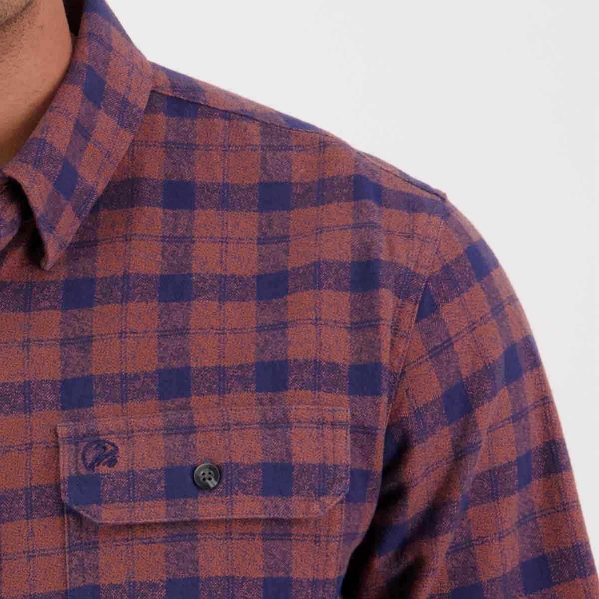 Swanndri Port Rd LS Shirt - Rust/Navy Grid