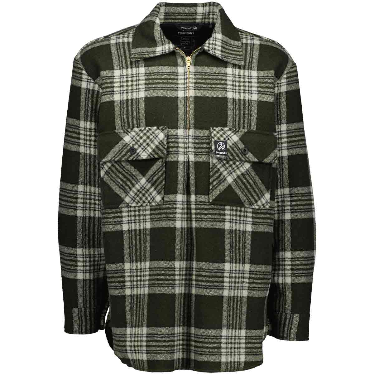 Swanndri Ranger Quarter Zip Mid Weight Bushshirt - Woodland Check