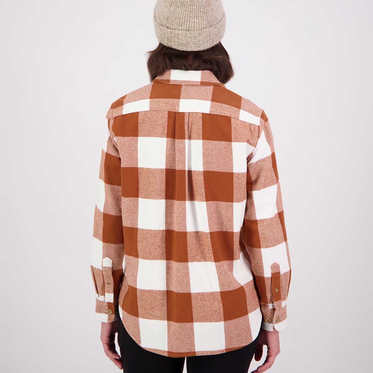 Swanndri Rapaki Women's LS Shacket - Rust/White - Rear