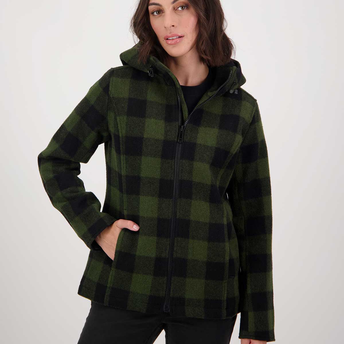 Swanndri Seattle Women's Hoodie - Olive/Black Check