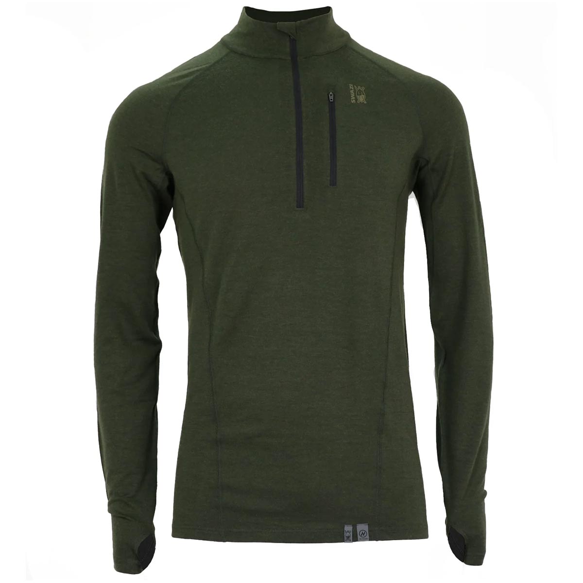 Swazi Hoodoo Merino Zip Neck Shirt - Olive