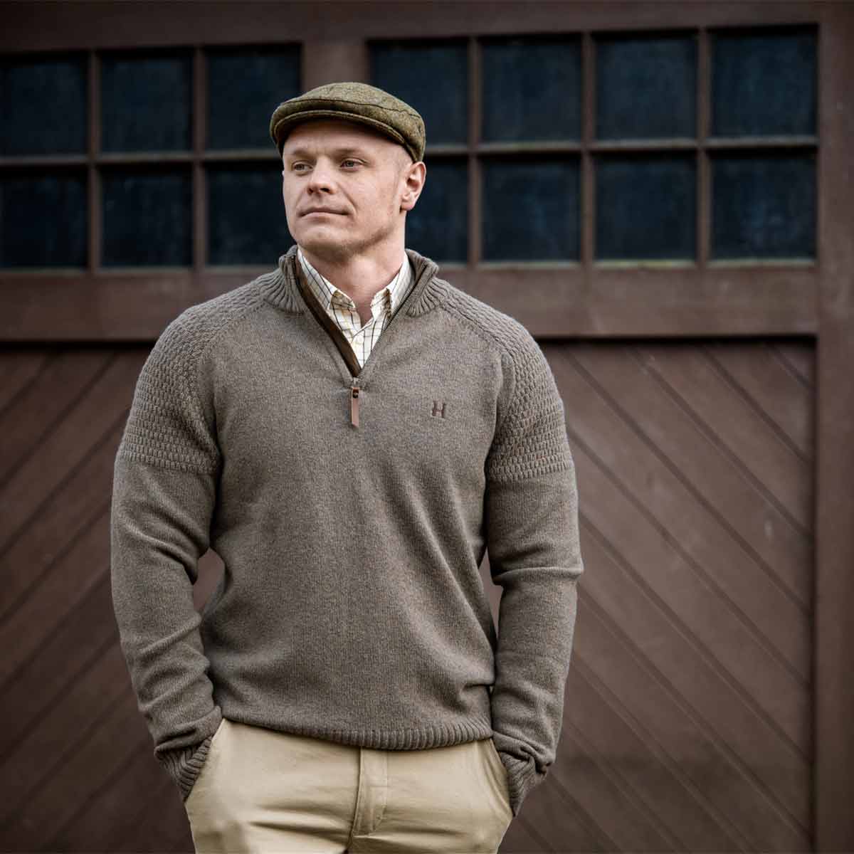 Harkila Vincent Merino Half Zip Pullover - Dark Sand - Lifestyle