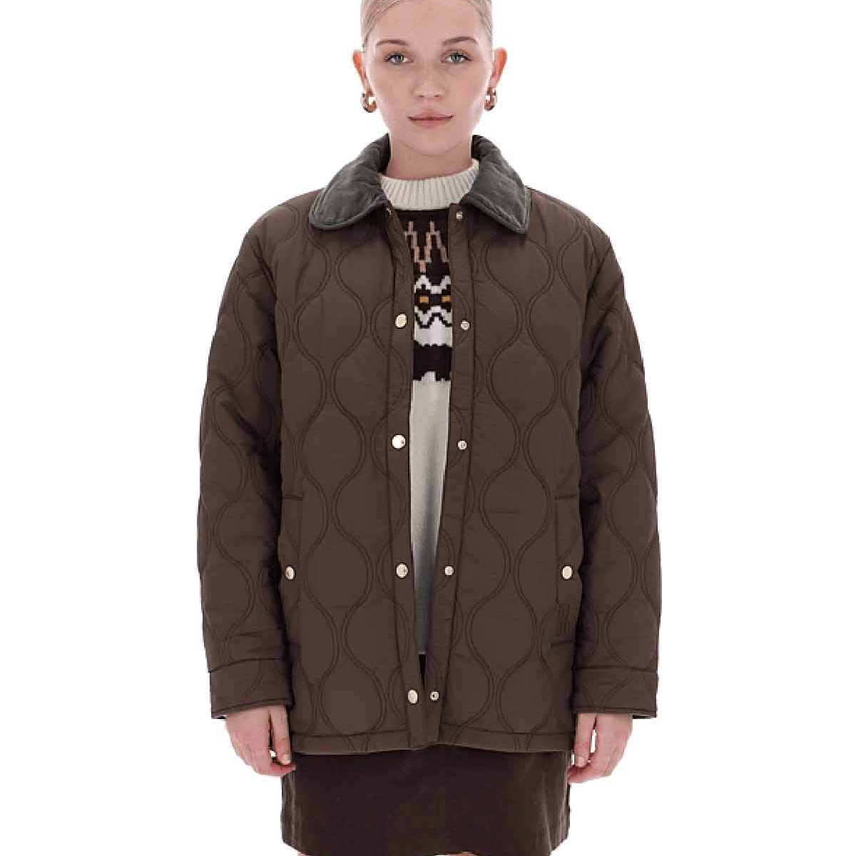 Hunter Womens Witton Quilted Shacket - chocolate brown